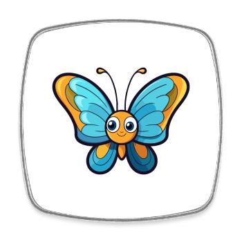 Papillon mignon dessin animé kawaii aquarelle Animal Pe - Magnet carré - blanc - Devant