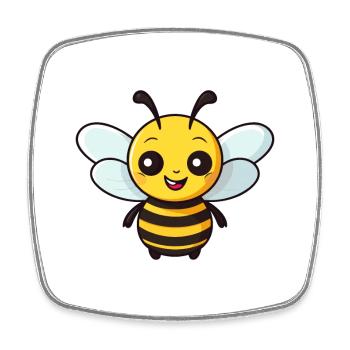 Bee Cute Cartoon Kawaii Watercolor Animal Pet - Square fridge magnet - white - Front