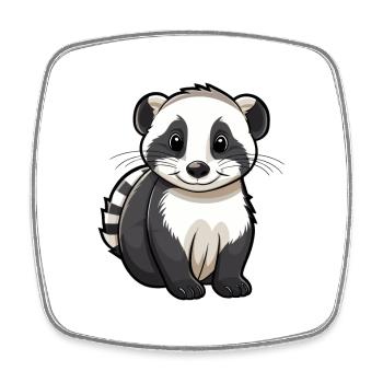 Blaireau Mignon Dessin Animé Kawaii Aquarelle Animal Animal De Compagnie - Magnet carré - blanc - Devant
