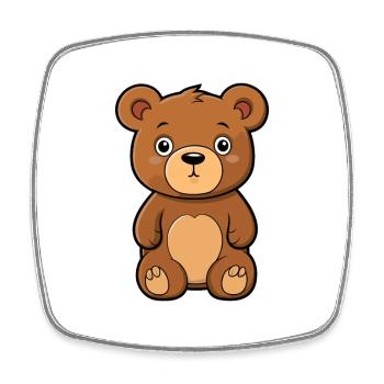 Ours mignon dessin animé kawaii aquarelle Animal animal de compagnie - Magnet carré - blanc - Devant