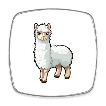 Alpaga mignon dessin animé kawaii aquarelle animal animal de compagnie - Magnet carré - blanc - Devant
