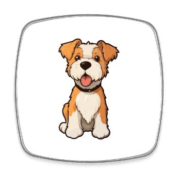 Fil Fox Terrier chien mignon dessin animé Kawaii Watercolo - Magnet carré - blanc - Devant