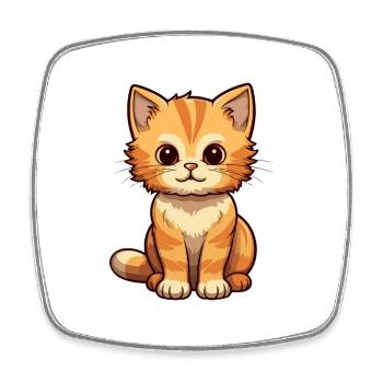 Katze niedliche Karikatur Kawaii Aquarell Tier Haustier - Viereckiger Kühlschrankmagnet - Weiß - Vorne