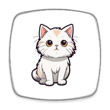 Katze niedliche Karikatur Kawaii Aquarell Tier Haustier - Viereckiger Kühlschrankmagnet - Weiß - Vorne