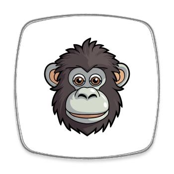 Baboon Cute Cartoon Kawaii Watercolor Animal Pet - Square fridge magnet - white - Front