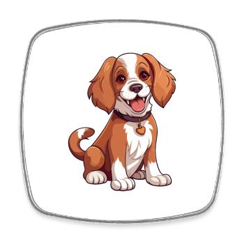Welsh Springer Spaniel Dog Cute Cartoon Kawaii Wat - Square fridge magnet - white - Front