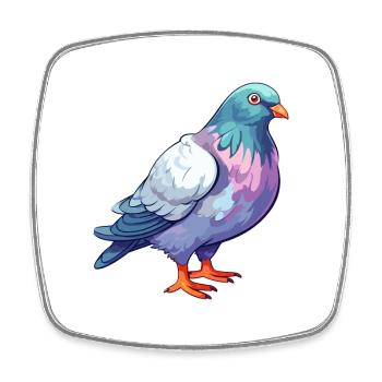 Pigeon Aquarelle Colorée Dessin Animé Kawaii Animal - Magnet carré - blanc - Devant