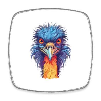 Emu Colorful Watercolor Cartoon Kawaii Animal - Square fridge magnet - white - Front