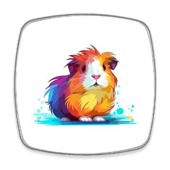 Cochon d’Inde Aquarelle Colorée Dessin Animé Kawaii Anim - Magnet carré - blanc - Devant