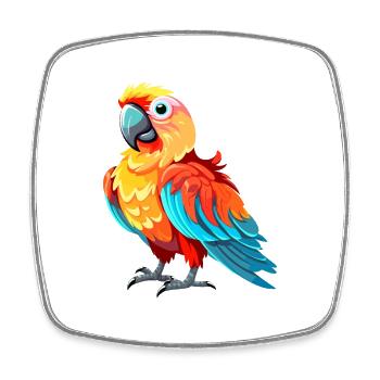 Parrot Colorful Watercolor Cartoon Kawaii Animal - Square fridge magnet - white - Front