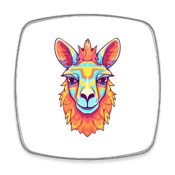 Llama Colorful Watercolor Cartoon Kawaii Animal - Square fridge magnet - white - Front