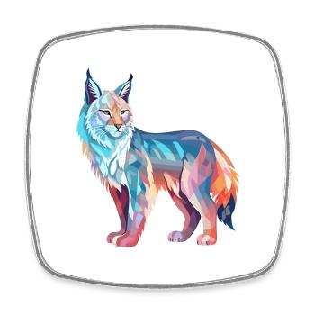 Luchs Buntes Aquarell Cartoon Kawaii Tier - Viereckiger Kühlschrankmagnet - Weiß - Vorne