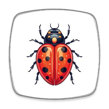 Ladybug Colorful Watercolor Cartoon Kawaii Animal - Square fridge magnet - white - Front