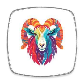 Goat Colorful Watercolor Cartoon Kawaii Animal - Square fridge magnet - white - Front