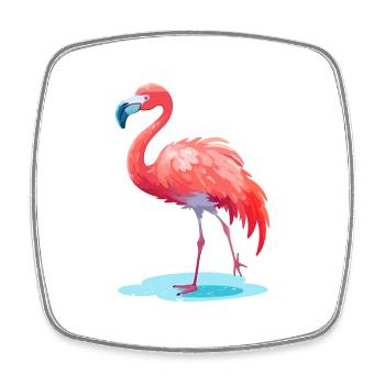 Flamingo Colorful Watercolor Cartoon Kawaii Animal - Square fridge magnet - white - Front