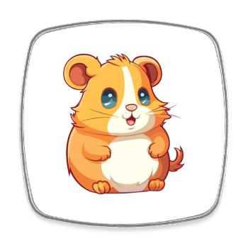 Hamster Colorful Watercolor Cartoon Kawaii Animal - Square fridge magnet - white - Front