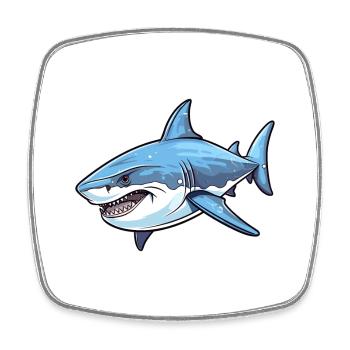 Shark Colorful Watercolor Cartoon Kawaii Animal - Square fridge magnet - white - Front