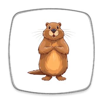 Biber buntes Aquarell Cartoon Kawaii Tier - Viereckiger Kühlschrankmagnet - Weiß - Vorne
