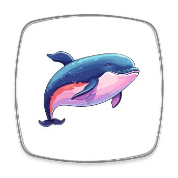 Wal bunte Aquarell-Karikatur Kawaii-Tier - Viereckiger Kühlschrankmagnet - Weiß - Vorne