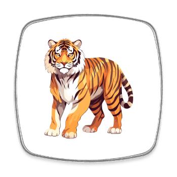 Tiger Colorful Watercolor Cartoon Kawaii Animal - Square fridge magnet - white - Front