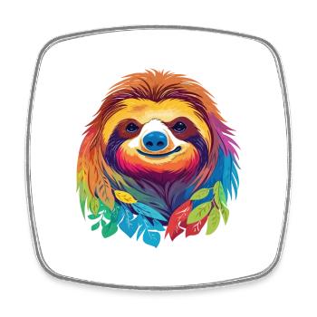 Faultier buntes Aquarell Cartoon Kawaii Tier - Viereckiger Kühlschrankmagnet - Weiß - Vorne