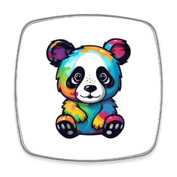 Panda Niedliche Karikatur Kawaii Aquarell Tier Haustier - Viereckiger Kühlschrankmagnet - Weiß - Vorne