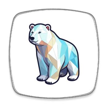Ours polaire mignon dessin animé kawaii aquarelle Animal P - Magnet carré - blanc - Devant