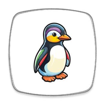 Pinguin Niedliche Karikatur Kawaii Aquarell Tier Haustier - Viereckiger Kühlschrankmagnet - Weiß - Vorne