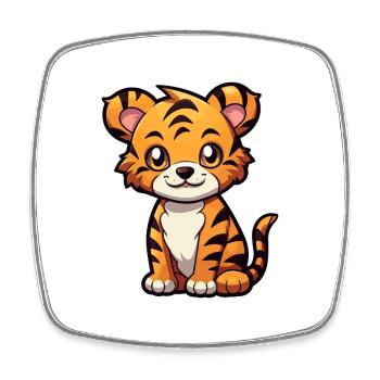 Tigre mignon dessin animé kawaii aquarelle animal animal de compagnie - Magnet carré - blanc - Devant