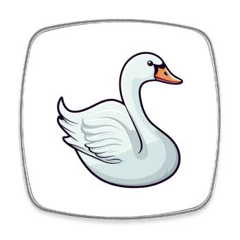 Schwan Niedliche Karikatur Kawaii Aquarell Tier Haustier - Viereckiger Kühlschrankmagnet - Weiß - Vorne