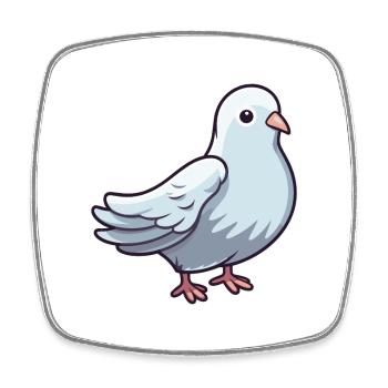 Colombe Mignon Dessin Animé Kawaii Aquarelle Animal Animal De Compagnie - Magnet carré - blanc - Devant