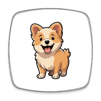 Chien Mignon Dessin Animé Kawaii Aquarelle Animal De Compagnie - Magnet carré - blanc - Devant
