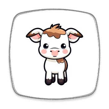 Vache Mignon Dessin Animé Kawaii Aquarelle Animal Animal De Compagnie - Magnet carré - blanc - Devant