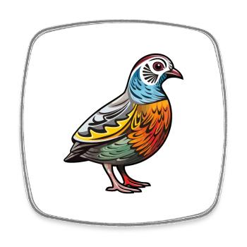 Perdrix mignon dessin animé kawaii aquarelle Animal Pe - Magnet carré - blanc - Devant