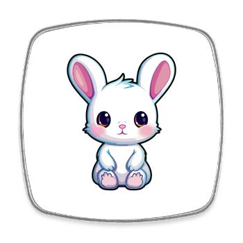 Kaninchen niedliche Karikatur Kawaii Aquarell Tier Haustier - Viereckiger Kühlschrankmagnet - Weiß - Vorne