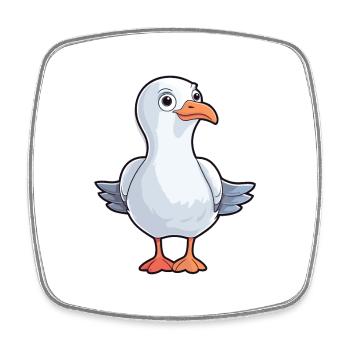Seagull Cute Cartoon Kawaii Watercolor Animal Pet - Square fridge magnet - white - Front