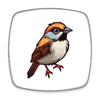 Spatz Niedliche Karikatur Kawaii Aquarell Tier Haustier - Viereckiger Kühlschrankmagnet - Weiß - Vorne