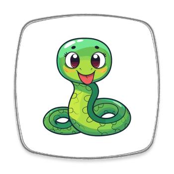 Snake Cute Cartoon Kawaii Watercolor Animal Pet - Square fridge magnet - white - Front