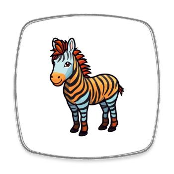 Zebra Cute Cartoon Kawaii Watercolor Animal Pet - Square fridge magnet - white - Front