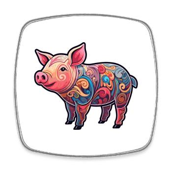 Cochon Mignon Dessin Animé Kawaii Aquarelle Animal De Compagnie - Magnet carré - blanc - Devant