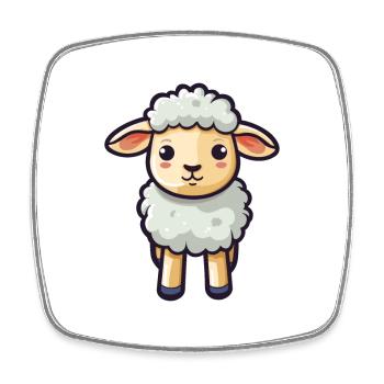 Schaf Niedliche Karikatur Kawaii Aquarell Tier Haustier - Viereckiger Kühlschrankmagnet - Weiß - Vorne