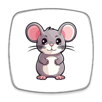 Ratte niedliche Karikatur Kawaii Aquarell Tier Haustier - Viereckiger Kühlschrankmagnet - Weiß - Vorne