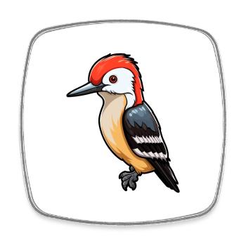 Pic mignon dessin animé kawaii aquarelle Animal P - Magnet carré - blanc - Devant
