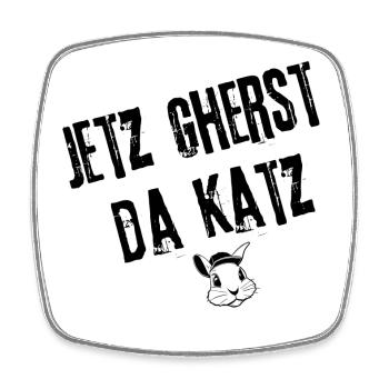 GherstDaKatz_Uberraschung | Redewendung - Viereckiger Kühlschrankmagnet - Weiß - Vorne