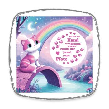 Chat avec arc-en-ciel - Magnet carré - blanc - Devant