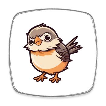 Spatz Niedliche Karikatur Kawaii Aquarell Tier Haustier - Viereckiger Kühlschrankmagnet - Weiß - Vorne