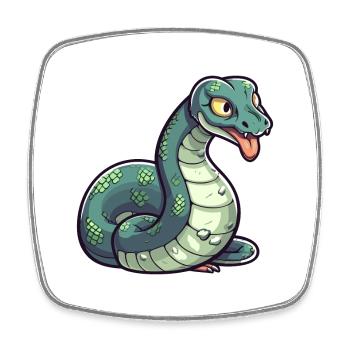 Anaconda Cute Cartoon Kawaii Watercolor Animal Pet - Square fridge magnet - white - Front