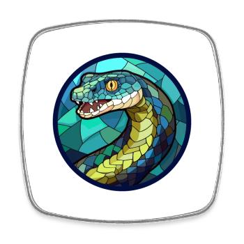 Anaconda Buntglas Bunte Karikatur Kawaii Ani - Viereckiger Kühlschrankmagnet - Weiß - Vorne