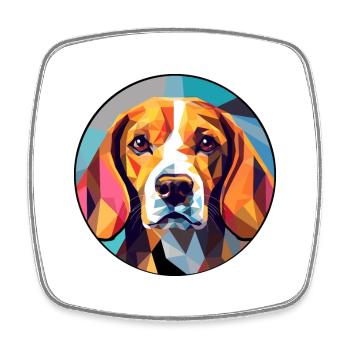 Beagle Hund Buntes Glas Bunte Karikatur Kawaii A - Viereckiger Kühlschrankmagnet - Weiß - Vorne