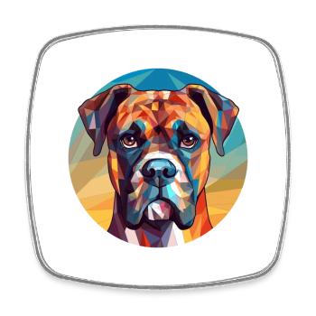 Boxer Hund Buntes Glas Bunte Karikatur Kawaii An - Viereckiger Kühlschrankmagnet - Weiß - Vorne